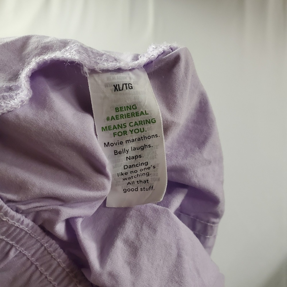 Aerie Wide‎ Leg Cargo Pants Women XL Pastel Purple Cotton Pocket Drawstring - Picture 9 of 10